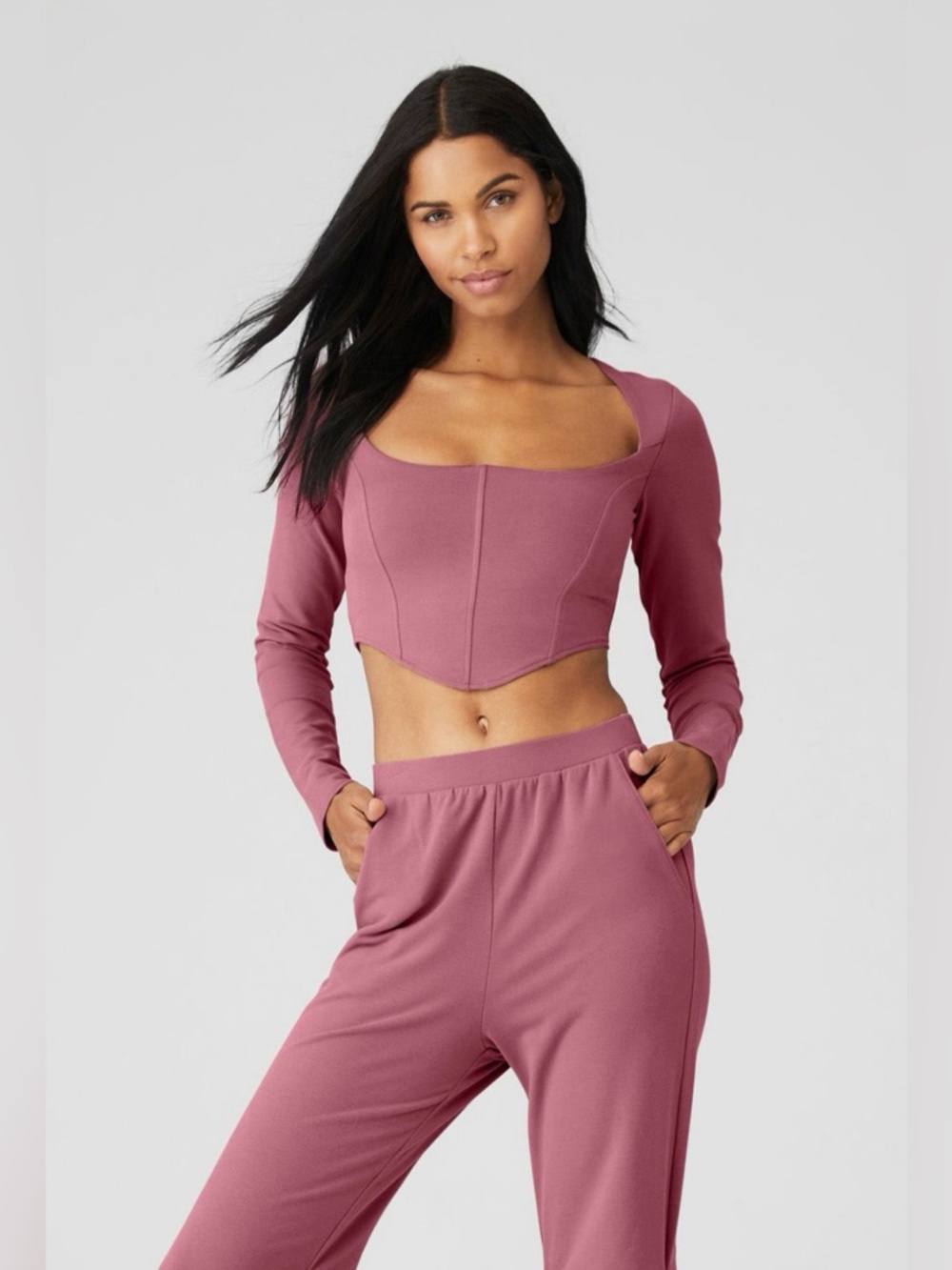 Alo yoga Soft Sculpt Long Sleeve Corset Style Top